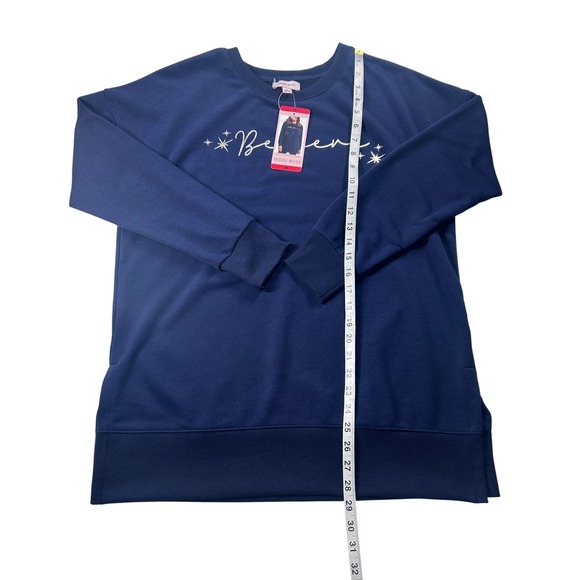 TEDDI ROSE Navy Blue Believe Graphic Sweatshirt Women's Medium NEW - Picture 3 of 10